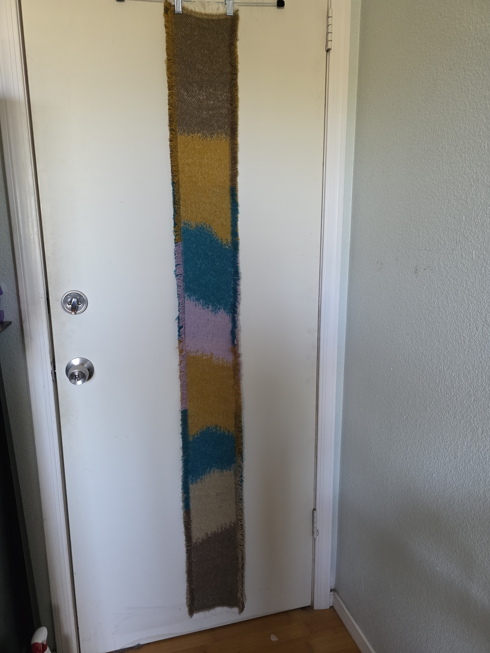 Amina Long Colorblock Scarf in Mustard, Teal, Pink, Taupe